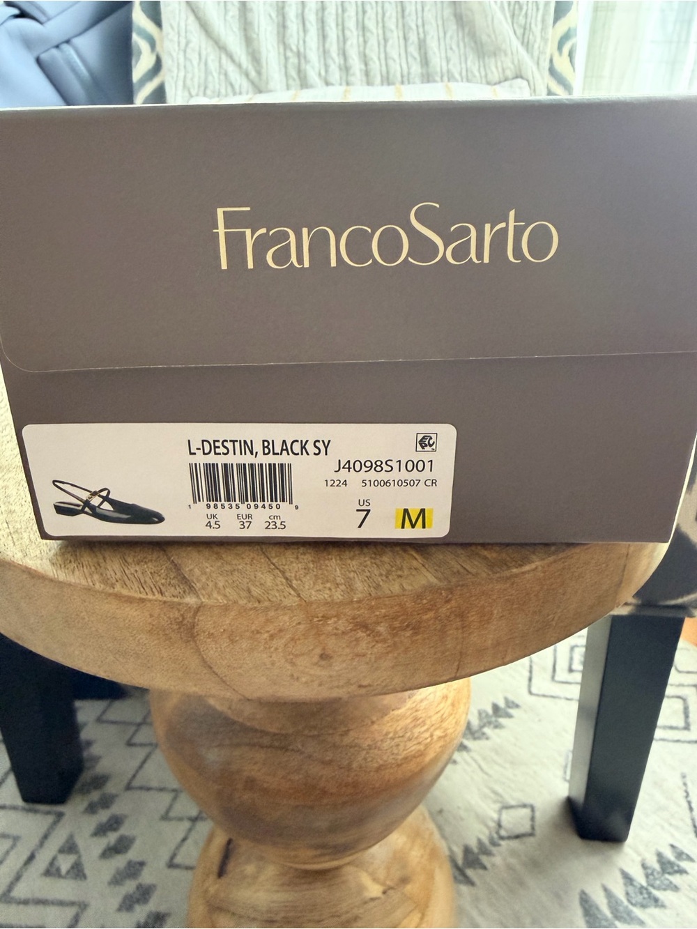 Franco Sarto Destin Slingback Flats Black Patent Size 7 NIB - Picture 11 of 11